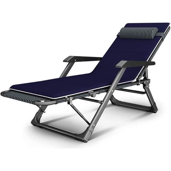 Chaise Longue Pliante Inclinable - Cadre Acier, Tissu Respirant, Capacité 160 Kg, Réglable 135-180°, Pour Jardin, Plage, Camping