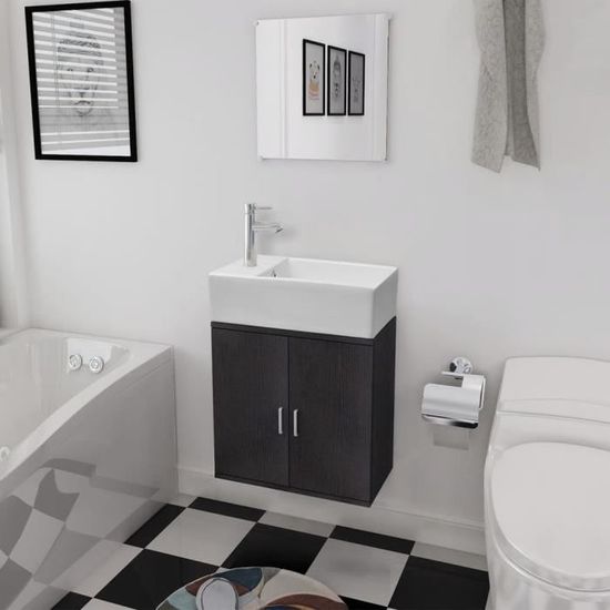 3 pcs Mobilier de salle de bain SALLE DE BAIN COMPLETE Style Contemporain scandinave - Ensemble de meubles de salle de bain  Noir