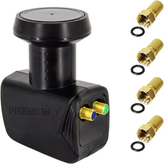 LNB Twin HDSAT HD202 - Tête Parabole 2 Sorties Full HD 4K, 0.1dB, Compatible Astra/Fransat