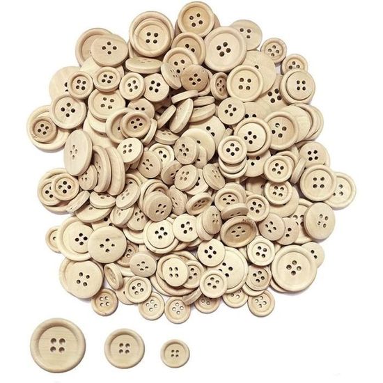 Royouzi Boutons Bois, 145 Pièces Boutons Bois Naturel, Boutons En Bois