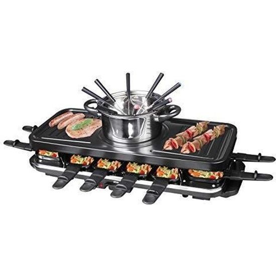 Appareil à raclette électrique Silva Homeline PK RF 120 - Multifonction 3 en 1 avec fondue et grill - Noir