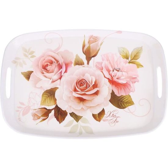 Plateau De Service Vintage Années 70 – St Michael – Mélamine Motif Fleurs Marron