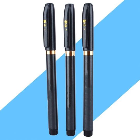Jadeshay Lot De 3 Stylos Calligraphie Pinceau - Fin, Moyen, Large, Encre Noire, Pour Manga, Dessin, Calligraphie Chinoise