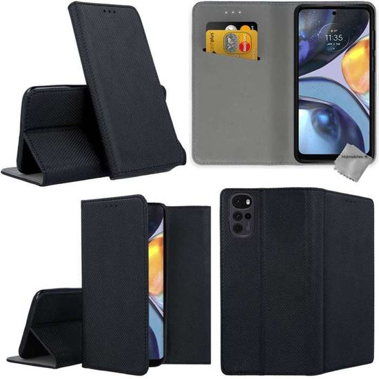 Coque Flip Bookstyle Pour Motorola Moto E32/E32s - Noir - TPU - Protection Complète