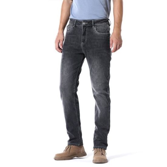 Jeans Homme,38-46 Taille moyenne gris noir Straight Jeans Hommes printemps été Automne hiver