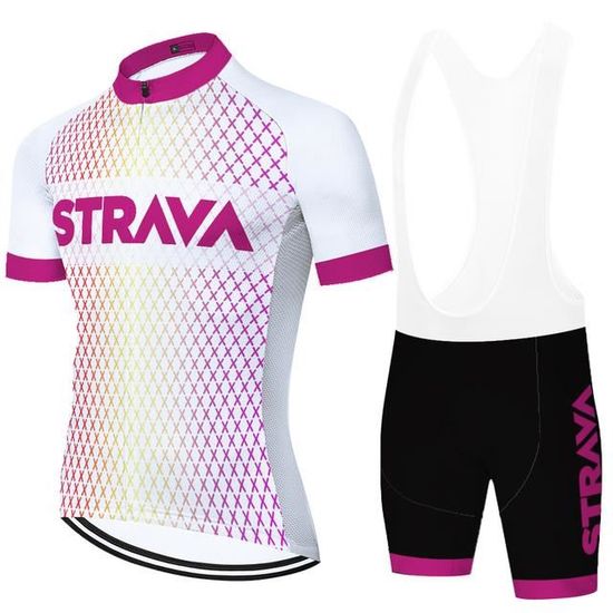 Ensemble Cyclisme Homme - Maillot Manches Courtes Et Cuissard à Bretelles - Tailles S à 5XL