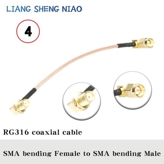 Câble Coaxial RG402 SMA Mâle Angle Droit 50 Ohms - Longueur 0,15 M (0,5 Pied) - Qualité Uxcell