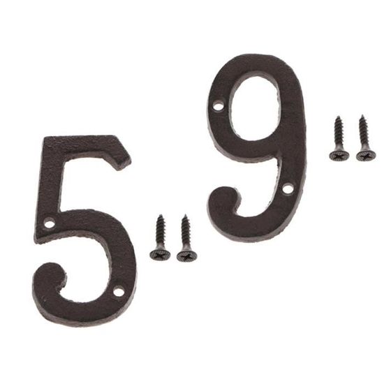 Numéros de Maison en Fer Numéro Dadresse en Fonte Numéros de Métal Noir Plaque Adresse à Domicile Signe pour Porte Porte Maison Rue 0-9, Un pour Chaque numéro avec des outils 