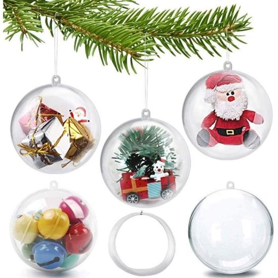 ZYNCUE - Lot De 10 Boules En Plastique Transparent 12 Cm Pour Décorer Votre Sapin De Noël - Remplissage Facile
