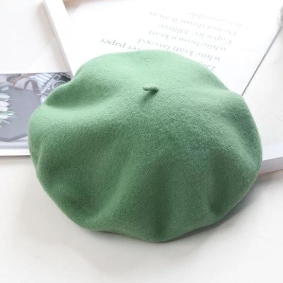 olive green -chapeau en laine pour femme, bérets, avocat, vert, Vintage, casquette d'artiste, bonnet de peintre, couleur douce, chau