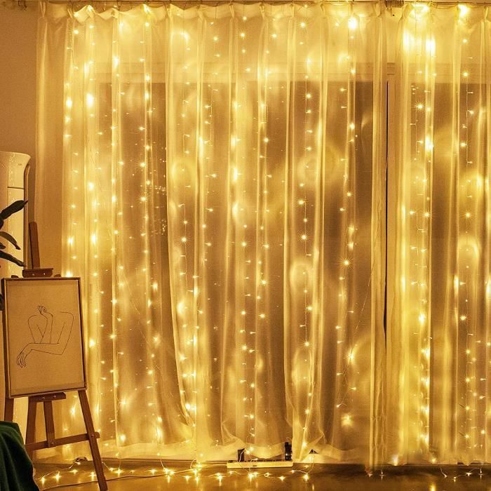 Guirlande Lumineuse Rideau 300 LEDs - 3x3 Mètres - 8 Modes D'éclairage - Intérieur