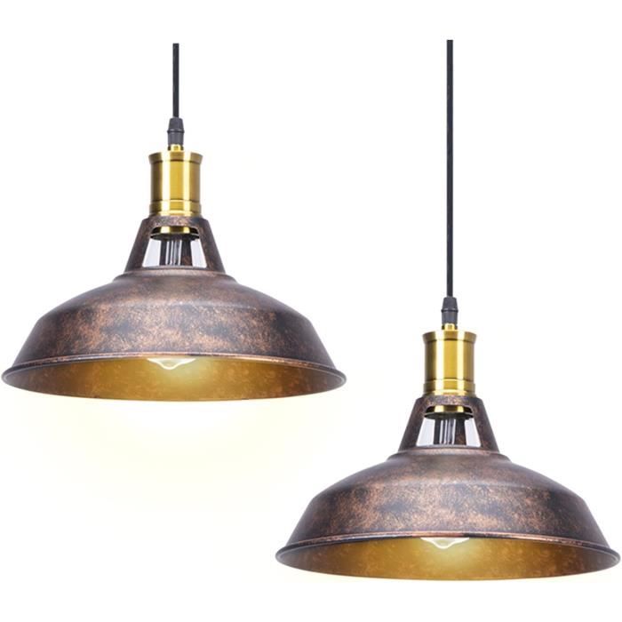 Suspension Luminaire Verre Ambre Rétro - Plafonnier Industriel Vintage Avec Interrupteur Pour Salon Chambre Salle à Manger