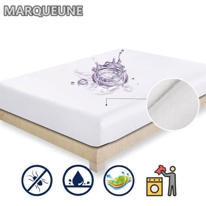 Protège matelas 160*200+30cm: Alèse Imperméable et Micro Respirante - Souple et Silencieux:blanc
