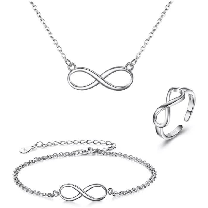 COLLIER INFINI, BRACELET INFINI ARGENT, BAGUE INFINI, PARURE INFINI, BIJOUX INFINI, COLLIER FEE