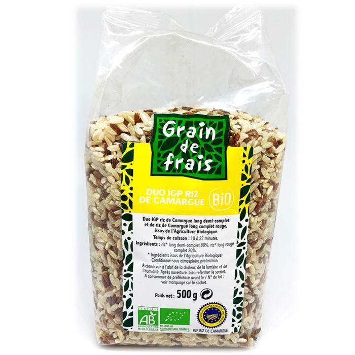 Duo Riz de Camargue IGP demi complet BIO - Grain de Frais - paquet 500g