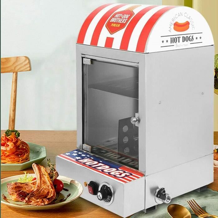 HOT DOG Cuiseur à Hot-Dogs 1500 W Machine à Hot-Dog en Acier Inoxydable avec Plage de Température 30-110 &9