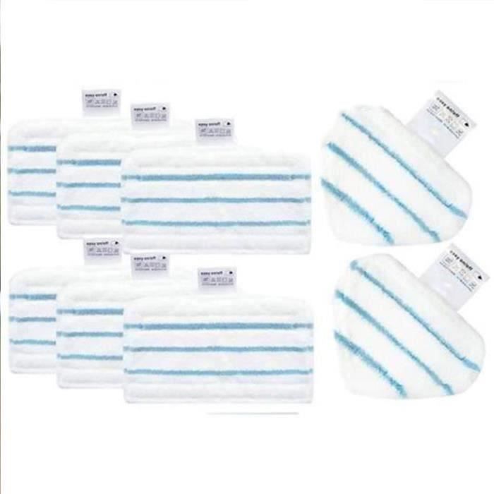 Lot de 8 : Kit des Meingettes Microfibres Rectangulaires et Triangulaires pour Mees Balais Vapeur Black+Decker FSM1630 Deluxe