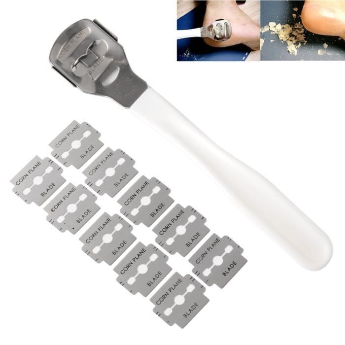 Rasoir Pied Soin Cuticule Lime Râpe Peau Morte Callus Pédicure Acier Inox + 20 Lames