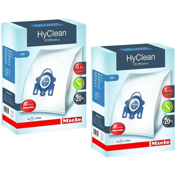 Miele - Sac Hyclean GN véritables pour aspirateurs C2 C3 Cat & Dog PowerLine Silence EcoLine + filtres (2 boîtes)