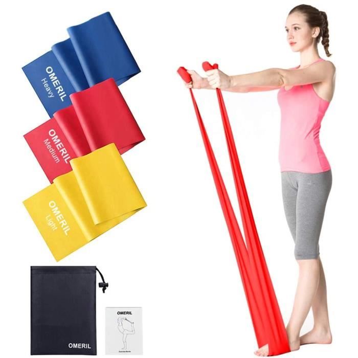 OMERIL Bande Élastique Fitness, Bande de Résistance 3 Niveaux de Force en Latex Naturel Équipement d'Exercices pour Rééducation Phys