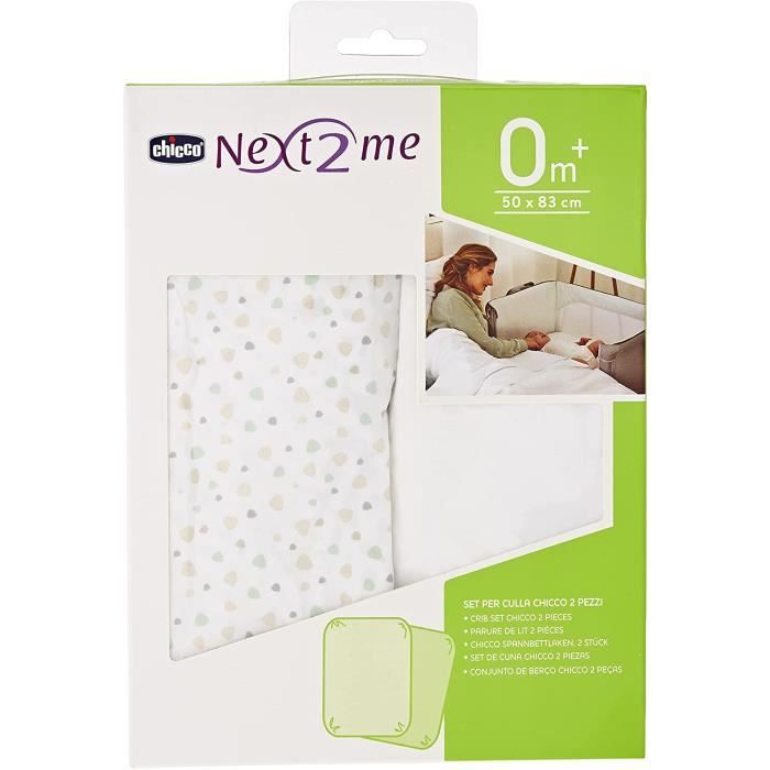 Chicco Next 2 Me Crib - Lot de 2 Draps Housse - Gris (Light Grey),364