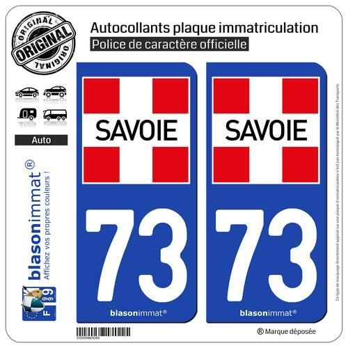 2 Autocollants plaque immatriculation Auto 73 Savoie - Département