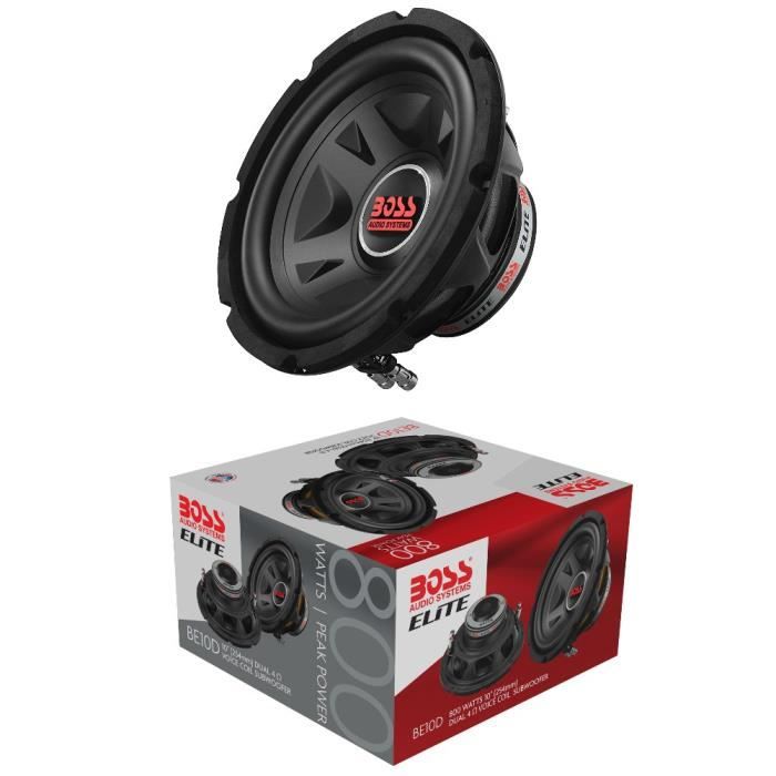 1 BOSS AUDIO SYSTEMS ELITE BE10D caisson de basses 25,00 cm 250 mm 10- dvc 4+4 ohm 400 watt rms 800 watt max 88 db, 1 pièce
