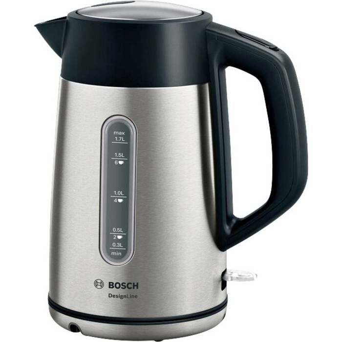 Bosch Bouilloire TWK4P440 bouilloire 1,7 L Noir, Acier inoxydable 2400 W