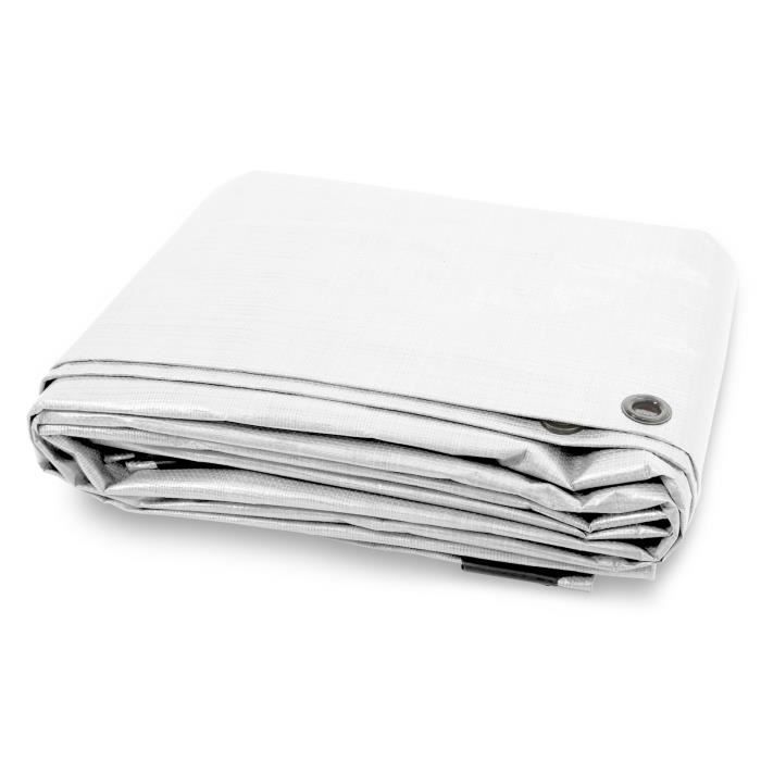 Bache de Protection - Blanc 10x15 m - Bache Imperméable avec œillet - Densité 140g Résistante Eau & UV