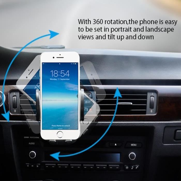 Noir - Support de téléphone de voiture Rotation 360° Support Téléphone Voiture Universel Auto à Angle Réglable