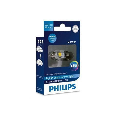 1x navette Philips 10.5x38 LED X-Treme Ultinon 4000K 12V C5W