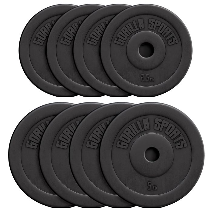 Lot de disques en plastique 30 kg (4 x 5kg et 4 x 2,5kg), diamètre d'alésage 31 mm