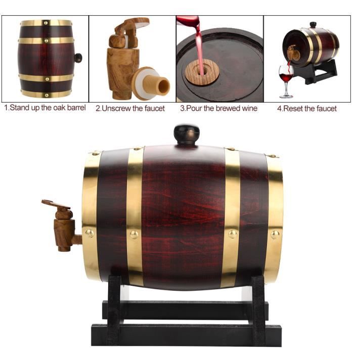 ZHU-Tonneau à vin en bois de chêne vintage pour bière Whisky Rum Port 1.5L