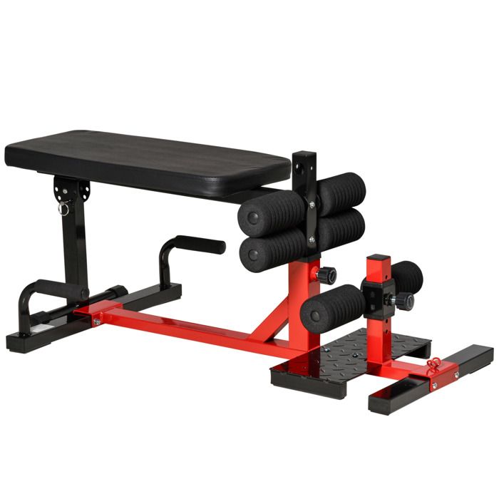 HOMCOM Machine à squats 3 en 1 appareil à abdominaux et dos équipement de fitness sit-up pompes hauteur réglable 6 positions