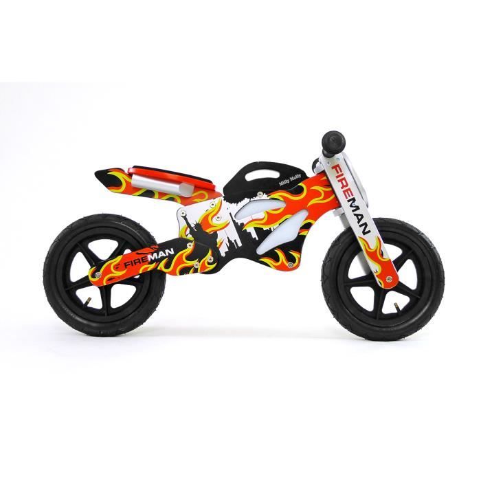 Vélo / Draisienne design en bois enfant 2-4 ans Gtx Fireman - Rouge.