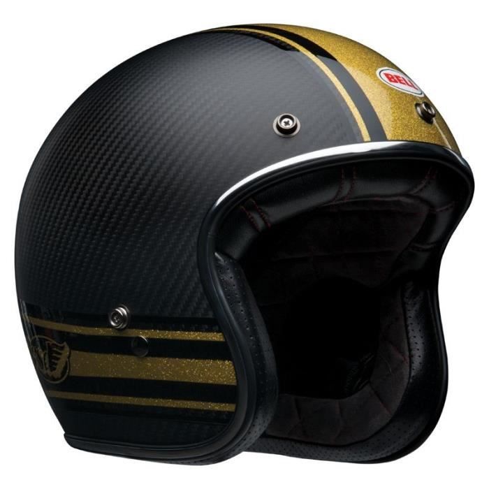 Casque moto Jet Homme BELL Custom 500 carbon Bomb (L - Noir/jaune)