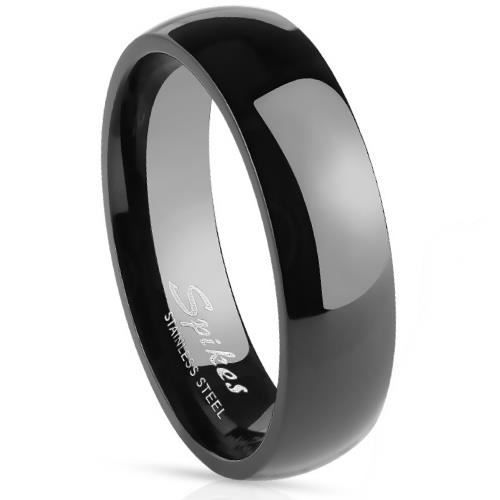 Bague homme femme de fiançaille couple acier couleur noire 6mm (58)