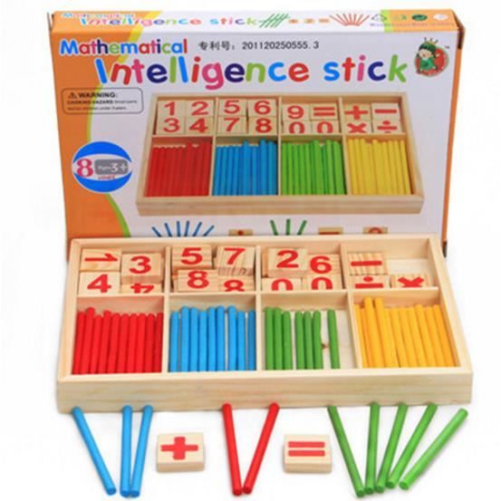 Enfants de la maternelle Montessori comptent mathématiques numériques bâton en bois bébé jouets Aides