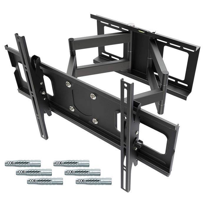 RICOO Support TV Mural orientable inclinable R06-F-Chevilles Fischer®-UX10 Meuble Suspendu Plasma Smart OLED incurvé Fixatio 2590