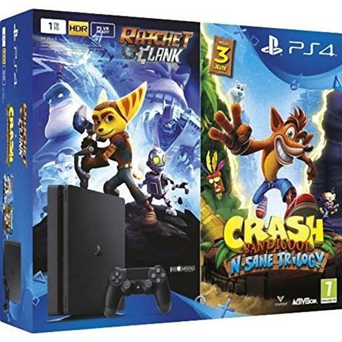 Console Videogames Sony Entertainment PS4 Slim 1TB + Ratchet & Clank + Crash Bandicoot: NSane Trilogy