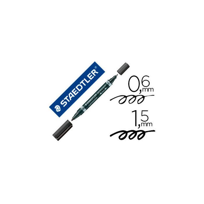 STAEDTLER Lumocolor duo Marqueur double pointe permanent noir 1.5 mm - 0.6 mm moyen - fin