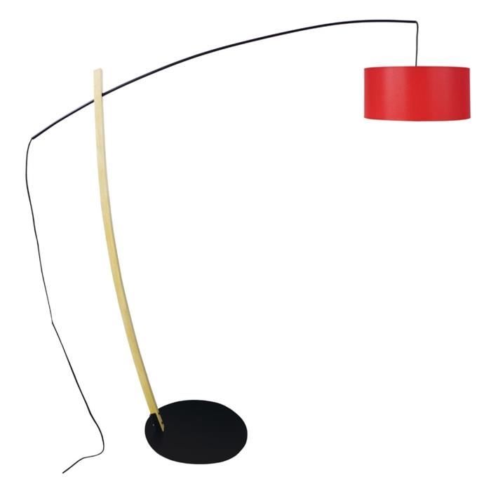 TOSEL Lampadaire 1 lumière - luminaire intérieur - tissu rouge - Style inspiration nordique - H190cm L180cm P50cm