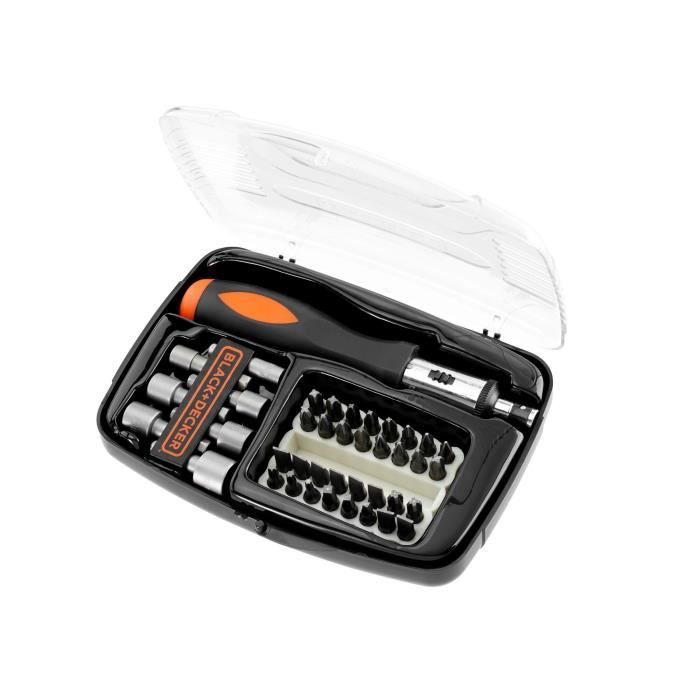 Kit de Tournevis à Cliquet avec accessoires (40 pièces) BLACK+DECKER - A7062-XJ