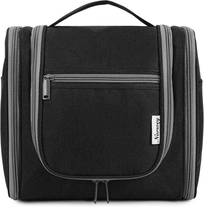 Trousse De Toilette Suspendue Vetelli – Marron, Cuir Vegan Et Toile, Accessoire Voyage