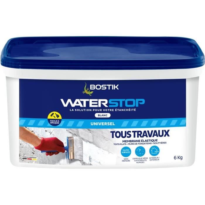 Membrane d’étanchéité - BOSTIK - Waterstop - Seau 6 kg - Réparation fuites - Blanc
