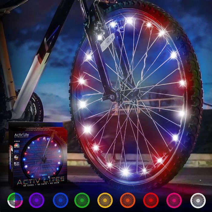 Vannes Lumineuses LED Pour Vélo – Éclairage De Roue Coloré, IP55, Piles Incluses