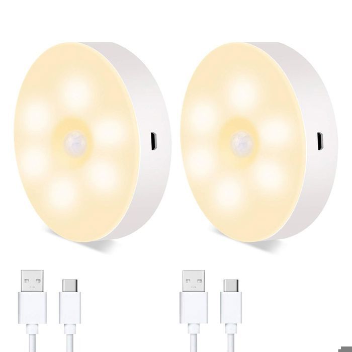 Veilleuse LED avec détecteur de mouvement Lampe de nuit rechargeable USB avec aimant pour chambre cage descalier garage placa