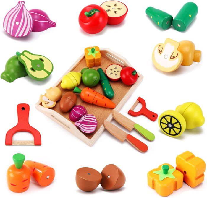 Jouet Cuisine Fruits En Bois à Découper Magnétique | 10 Fruits + Couteau | Éducatif Montessori, Cadeau Enfants 3 Ans Et Plus