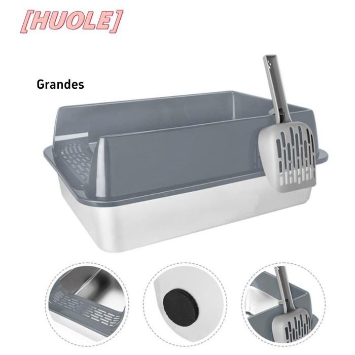 Comparer les prix de Bac à litière en acier inoxydable au design moderne, durable et facile à nettoyer, 60*40*30cm, fonctionnel et pratique, gris.