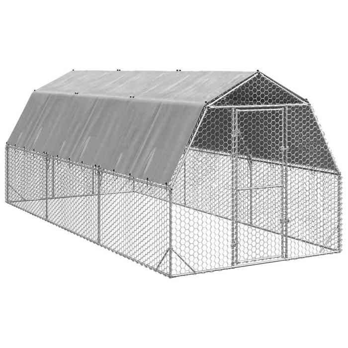 Poulailler avec toit en acier galvanisé 2 5x6x2 25
